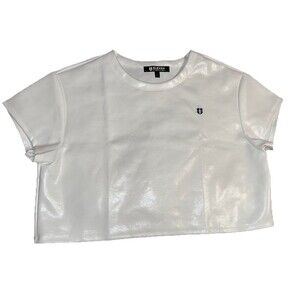 Eleven Star Traveler Short Sleeve Top White Foiled Neoprene Size Large Oversized